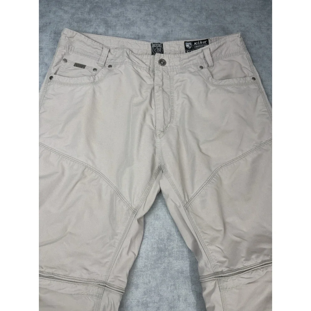 Kuhl Liberator Convertible Stealth Pants Men 36x32 Zip Off Hiking Khaki Nylon